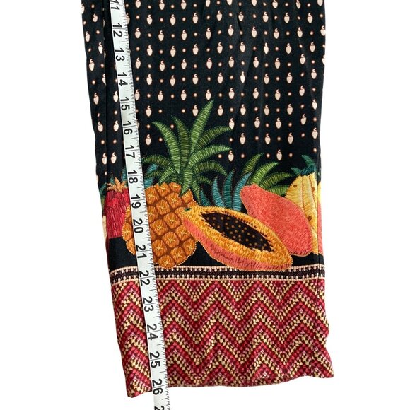 Farm Rio x Anthropologie Tucker Paperbag Pants Tropical Fruit Black Size XS $178 - Picture 6 of 14